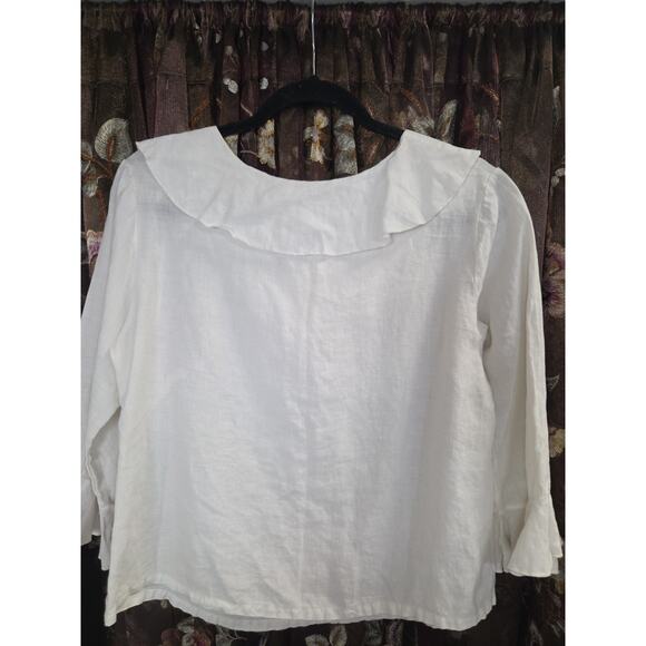 Bryn Walker Ruffle Linen Top Medium - Picture 12 of 15